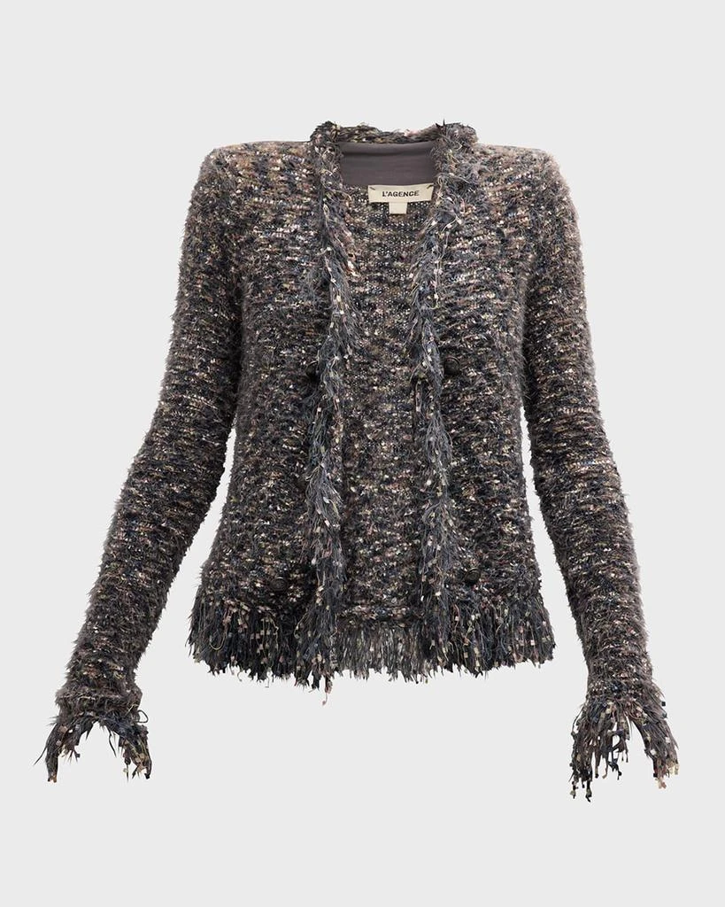 L'Agence Azure Fuzzy Cardigan Blazer 3