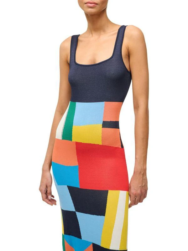Staud Katie Patchwork Midi-Dress 4