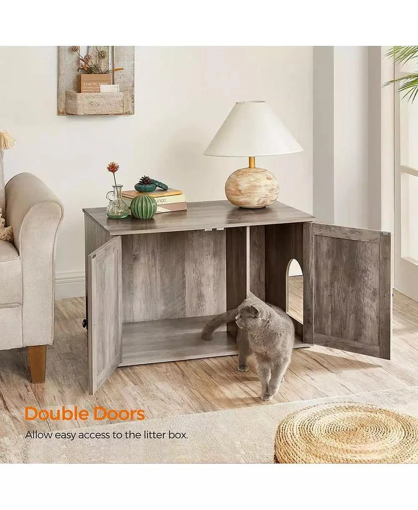 COZITO Litter Box Enclosure Cabinet with Divider, Barn-Style Doors, Hidden Cat Washroom Furniture, Indoor Use 2