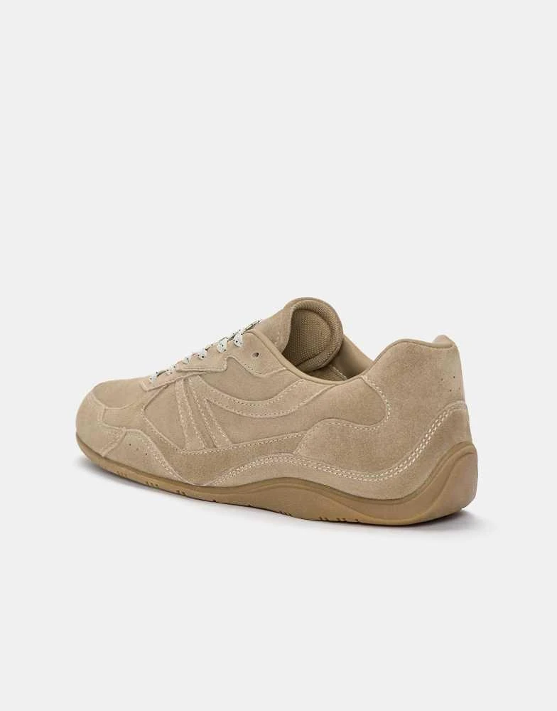 Pull&Bear Pull&Bear Split leather sneakers in brown 4