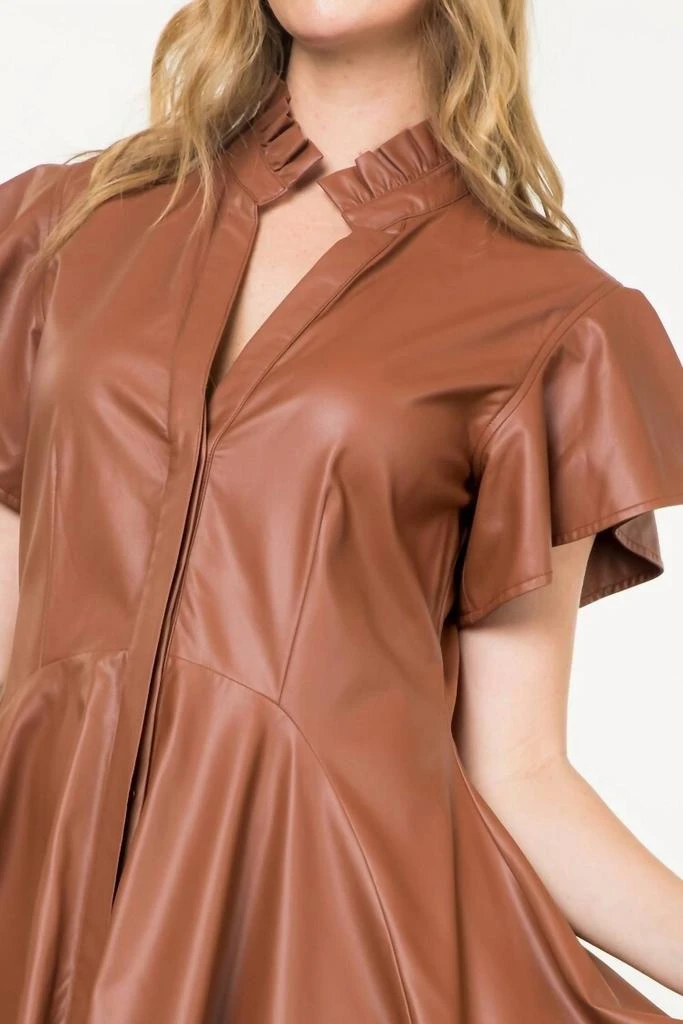 Shop Thml - Flutter Sleeve Button Up Leather Dress on Sale at BeyondStyle   Get 62% Off Thml - Flutter Sleeve Button Up Leather Dress with Limited-Time  Flash Deals, Exclusive Discounts, and