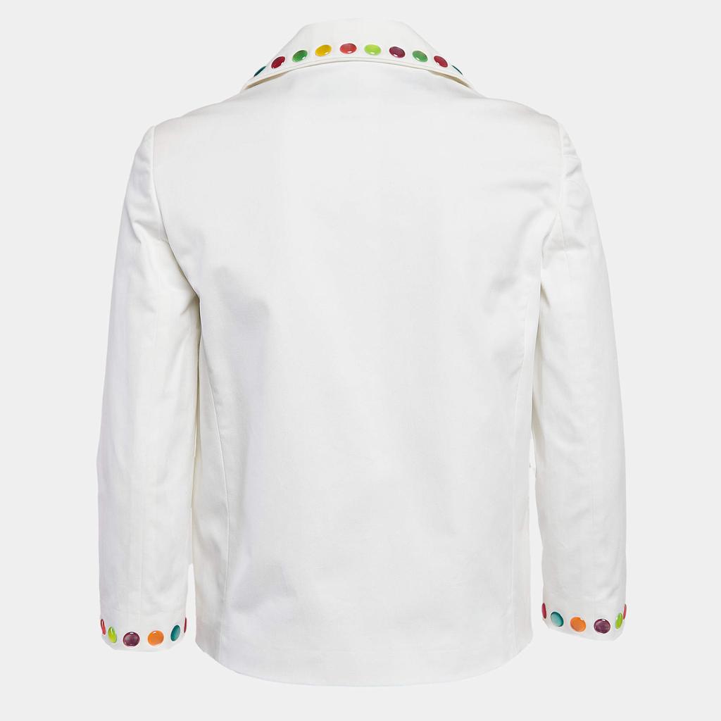 Love Moschino Love Moschino White Multicolor Stud Embellished Gabardine Blazer S