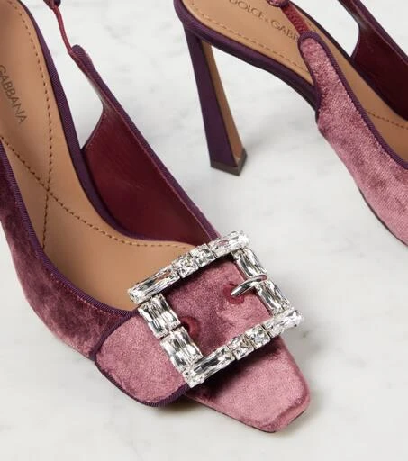 Dolce 
Gabbana Embellished velvet slingback pumps 5