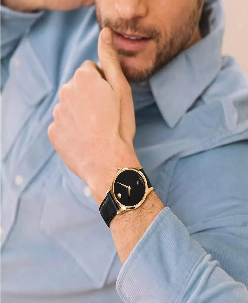 Movado Men's Museum Classic Swiss Automatic Black Leather Watch, 40mm 4