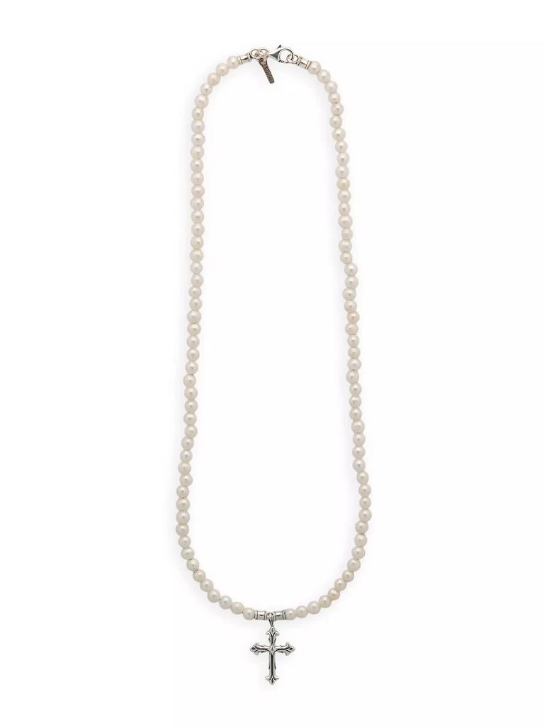 Emanuele Bicocchi Fleury Cross Pendant Pearl Necklace 1