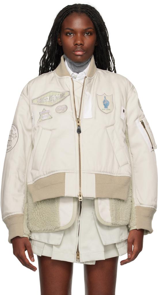 Sacai Gray Spiewak & Gonz Edition Multi Patch Bomber Jacket