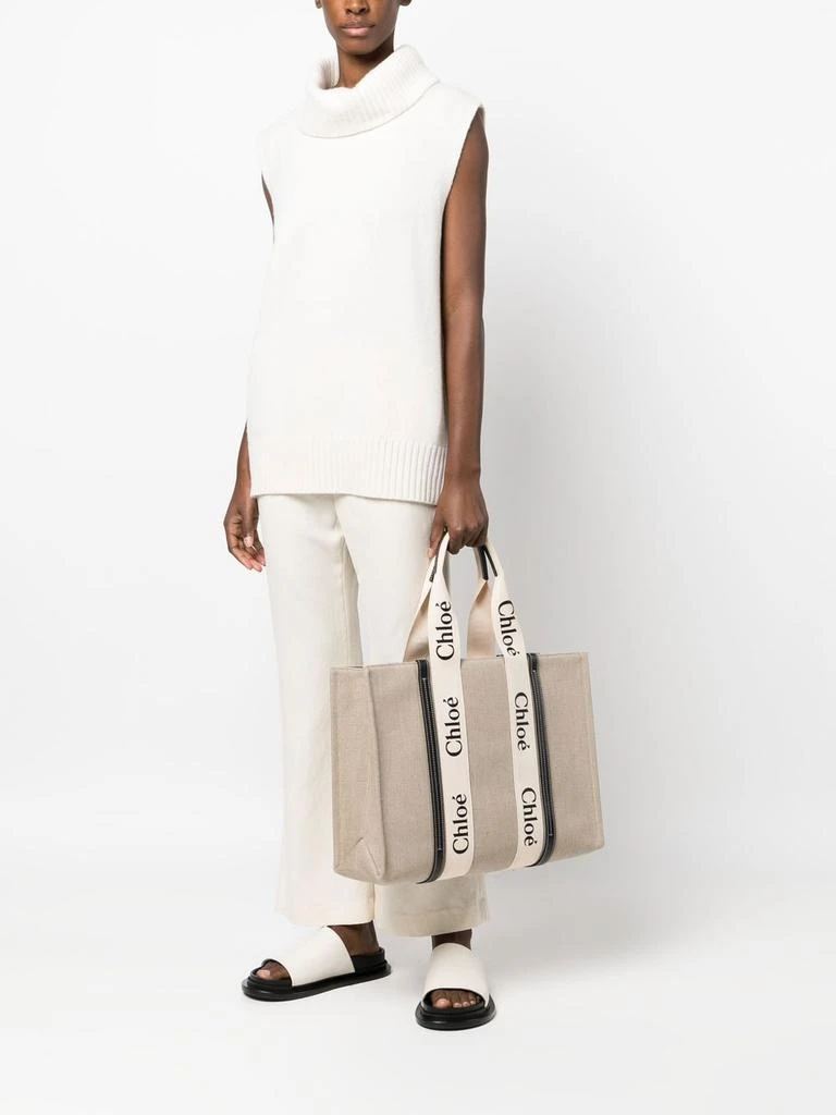 Chloé CHLOÉ - Woody Large Canvas And Leather Tote Bag 2