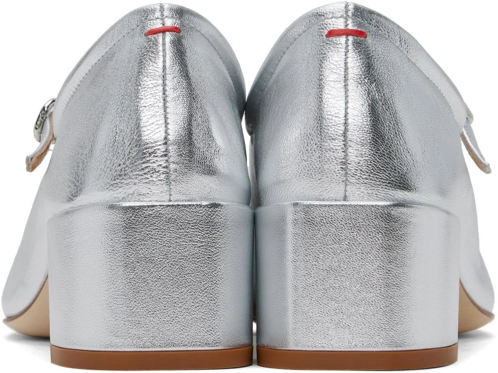 AEYDE Silver Aline Leather Mary-Jane Heels 2