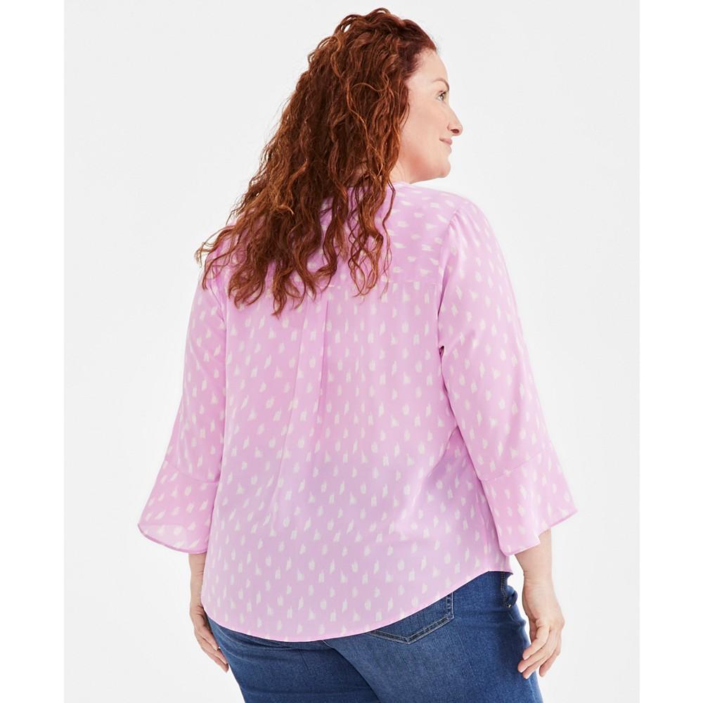 Style & Co Plus Size Printed Pintuck Blouse, Created for Macy's