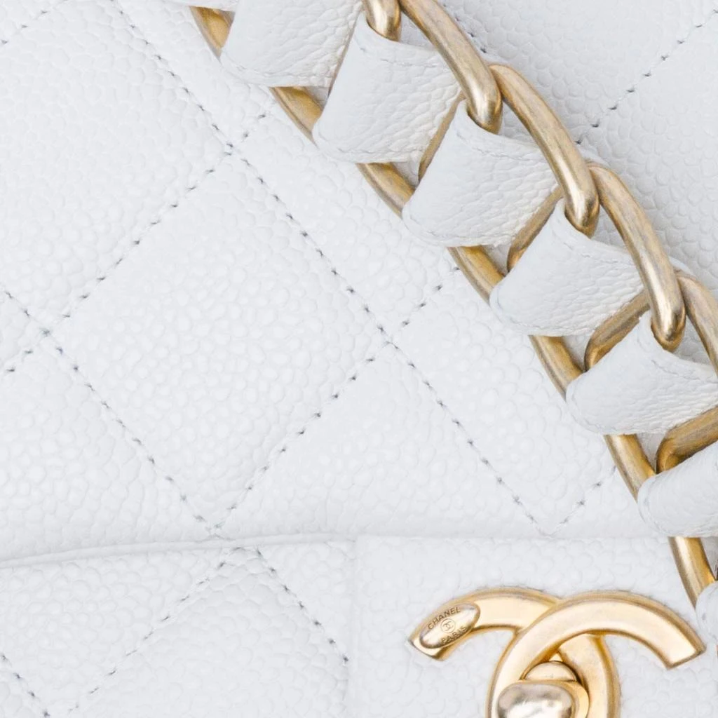 Chanel Chanel White Small Quilted Caviar Twist Your Buttons Flap 8