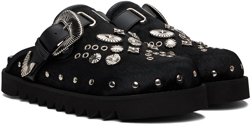 Toga Virilis SSENSE Exclusive Black Eyelet Metal Sabot Slip-On Loafers 4