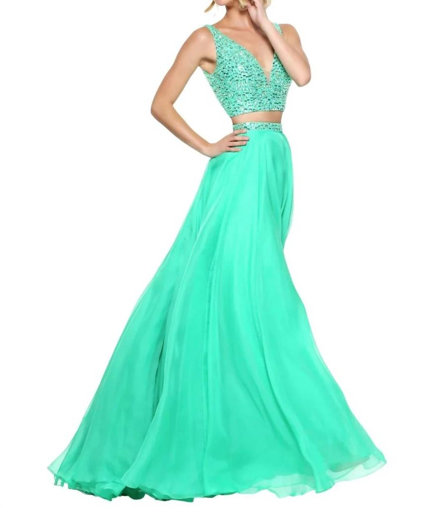 two piece beaded prom dress Amarra 89077