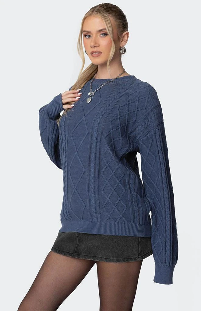 Edikted Jessy Cable Knit Oversized Sweater 6