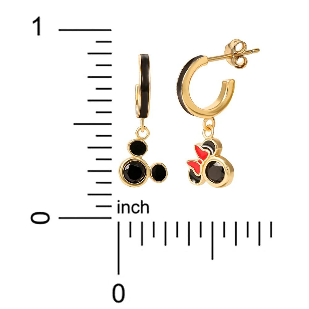 Disney Cubic Zirconia & Enamel Mickey & Minnie Mouse Dangle Mismatch Hoop Earrings in 18k Gold-Plated Sterling Silver 4
