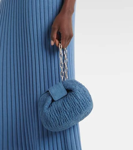 Gabriela Hearst Demi ruched denim wallet on chain 2