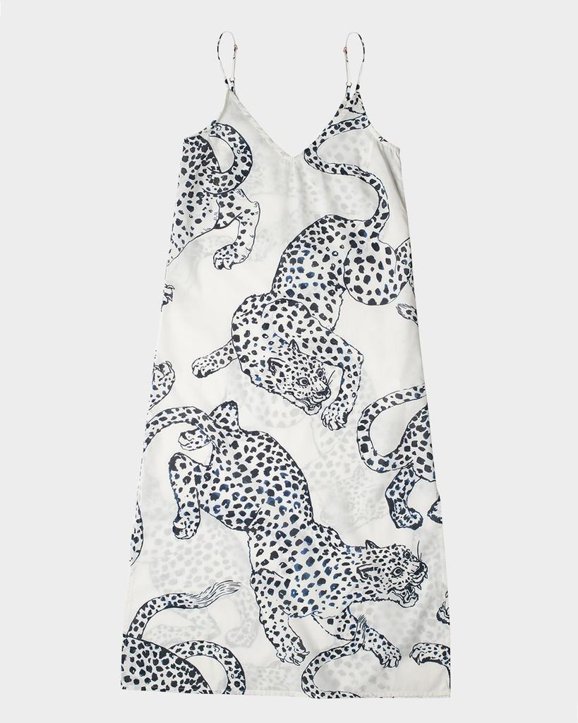 Desmond & Dempsey Two-Tone Animal-Print Cotton Slip Nightie