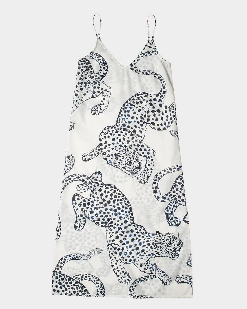 Desmond & Dempsey Two-Tone Animal-Print Cotton Slip Nightie 1