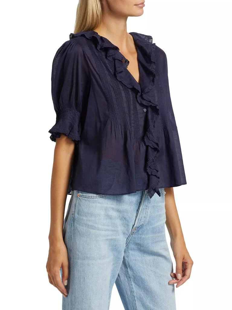 DÔEN Henri Ruffled Cotton Short-Sleeve Blouse 4