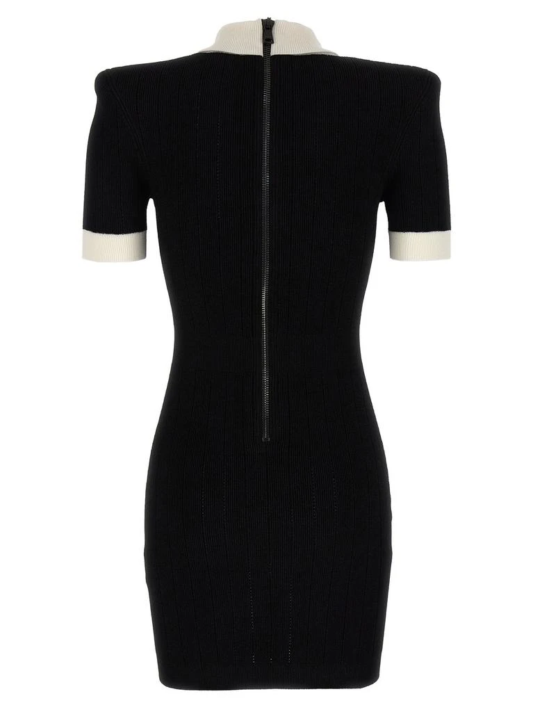 Balmain Balmain Short-Sleeved Ribbed Knit Polo Mini Dress 2