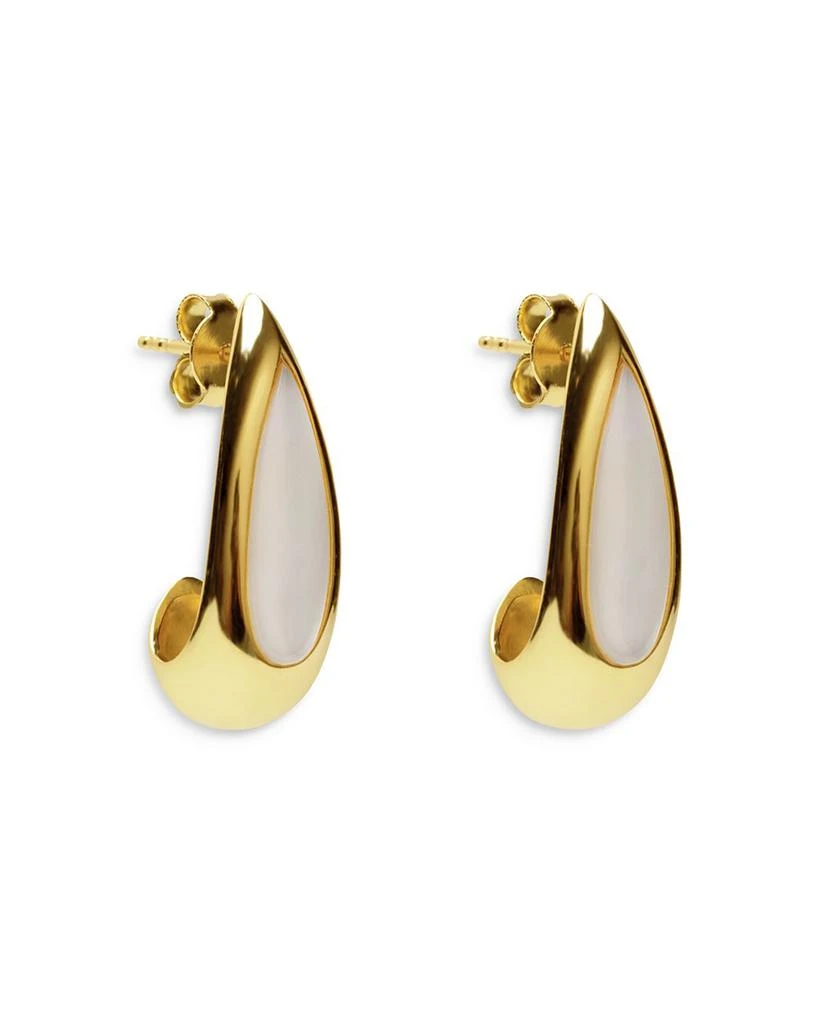 Argento Vivo Mother Of Pearl J Hoop Earrings in 18K Gold Plated Sterling Silver 2