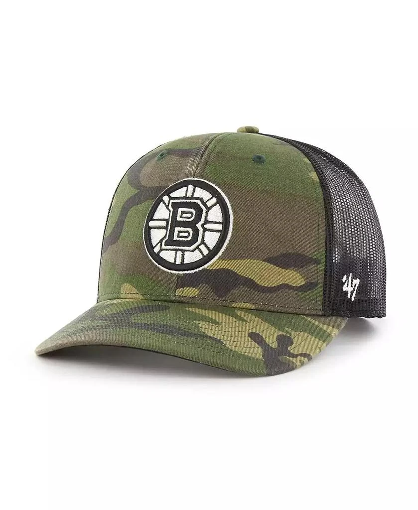 47 Brand Men's Camo, Black Boston Bruins Trucker Snapback Hat 1