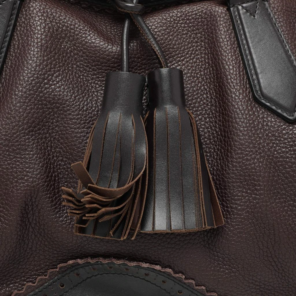 Burberry Burberry Brown/Black Leather Tassel Detail Satchel 5