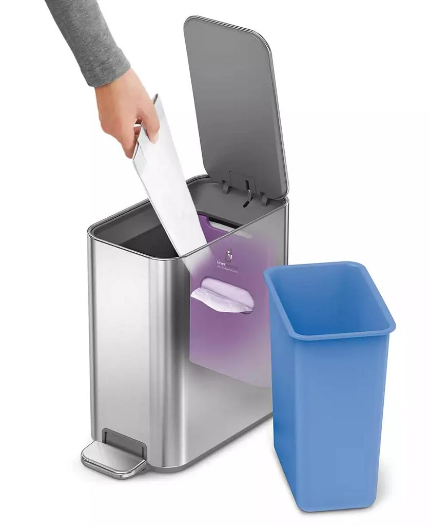 simplehuman 5 Liter Slim Bathroom Trash Can with Liner Pocket 4