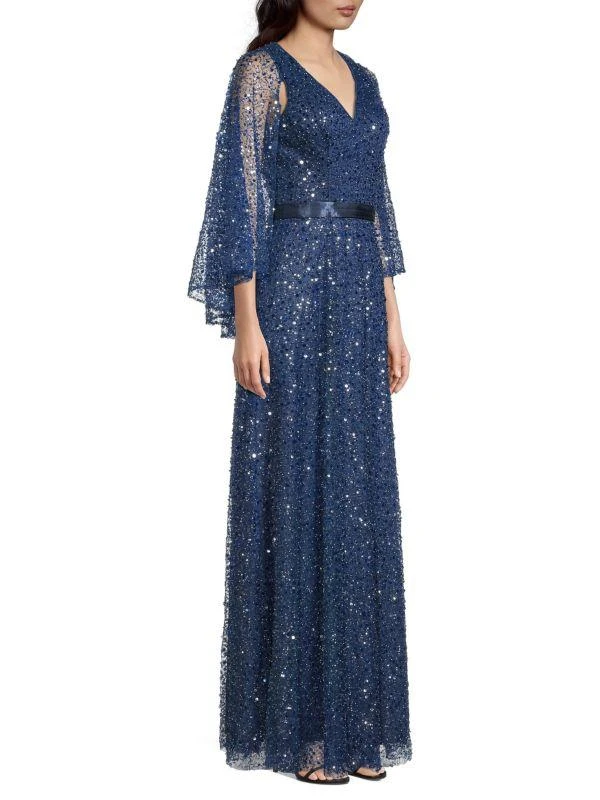 Basix Black Label Cape Sequin Beaded Gown 3