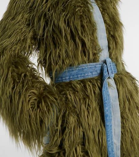 Dries Van Noten Rangel faux fur-trimmed denim coat 5