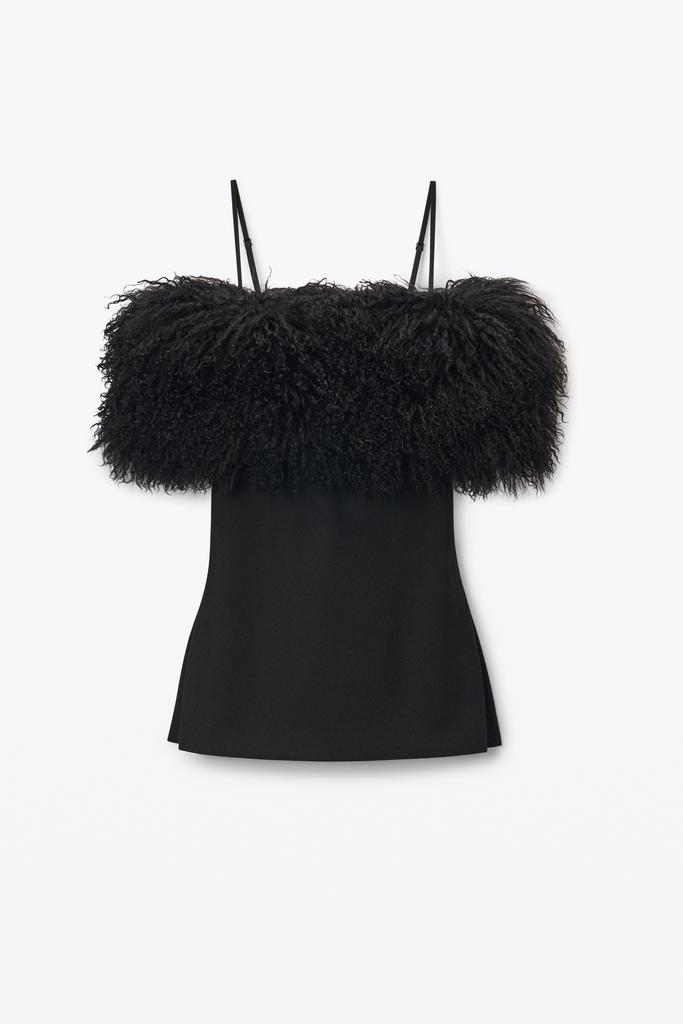 Alexander Wang Minidress with Detachable Mongolian Lamb Shearling