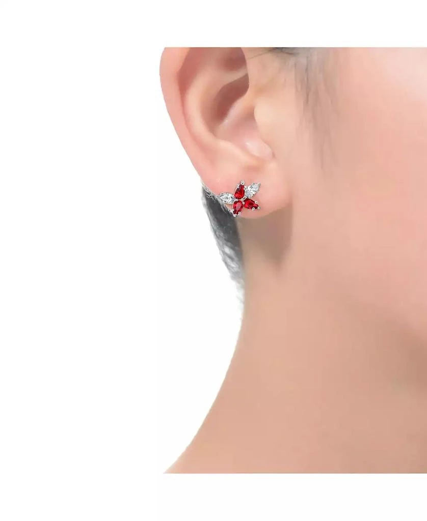 Genevive Sterling Silver White Gold Plated Red Cubic Zirconia Stud Earrings 3
