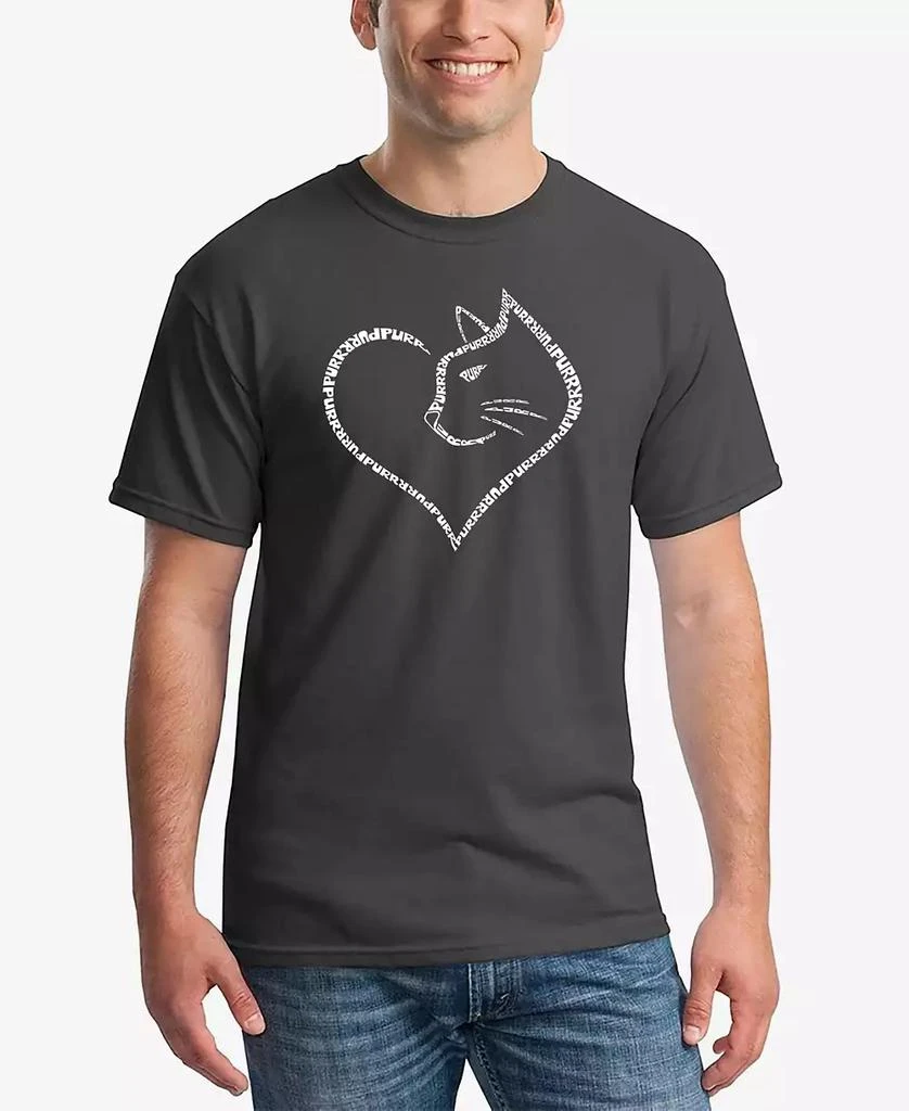 LA Pop Art Men's Cat Heart Printed Word Art T-shirt 4