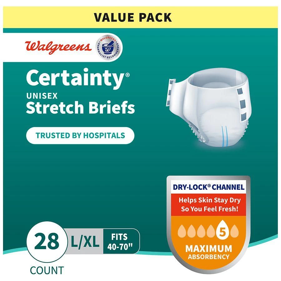 Walgreens Certainty Adult Incontinence Stretch Briefs with Tabs Large/X-Large 2