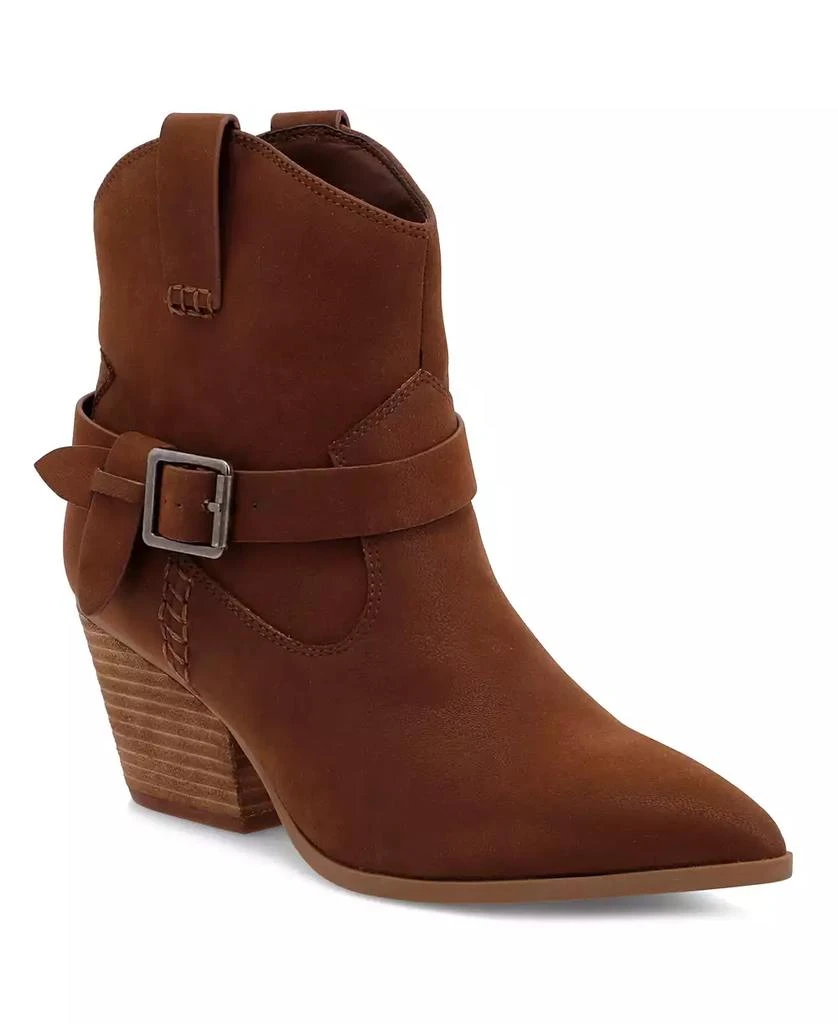MIA Women's Clement Stacked Heel Western Prairie Booties 1