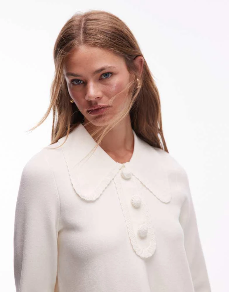& Other Stories A-line mini dress with crochet edge collar in cream  On  Sale Now with Up to 11% Off | Discover Exclusive Deals & Savings at  BeyondStyle  Authentic &