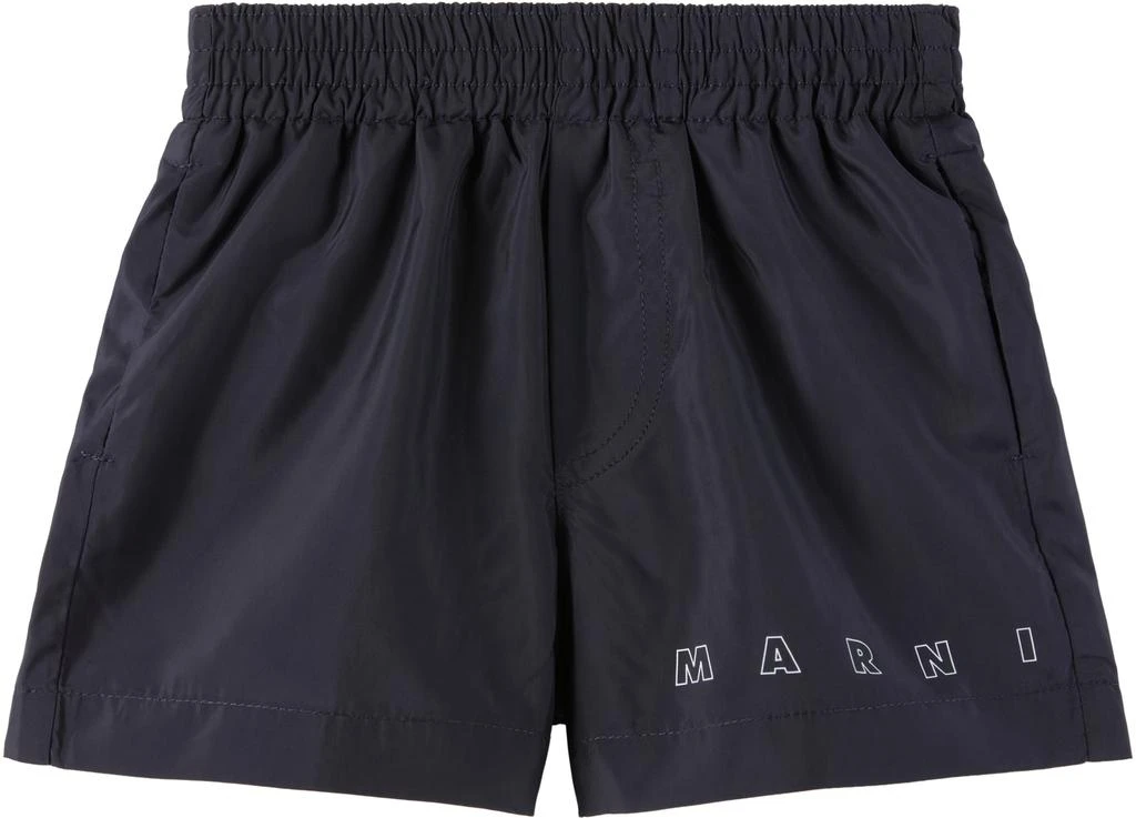 Marni Baby Navy Printed Logo Swim Shorts 1