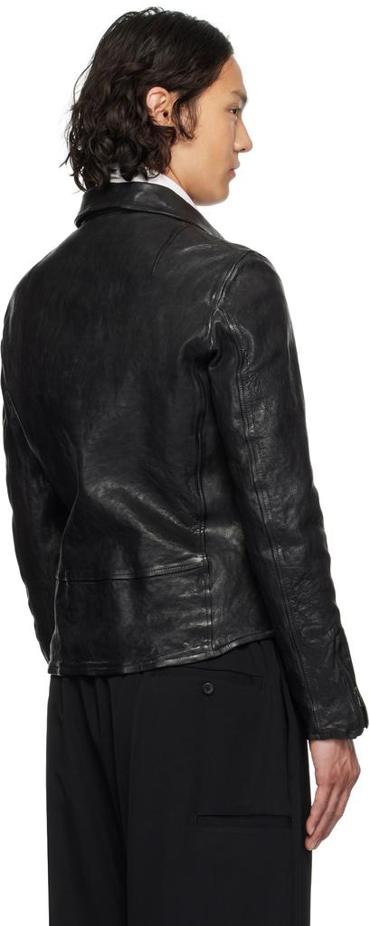 Shop Black Backlash Edition Calf Single Riders Leather Jacket on