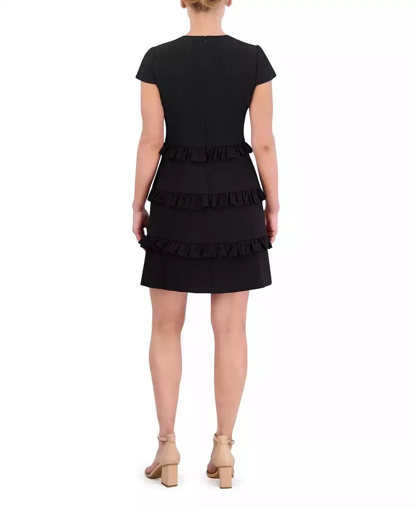 Eliza J Petite Stretch Crepe Jewel-Neck A-Line Dress 3