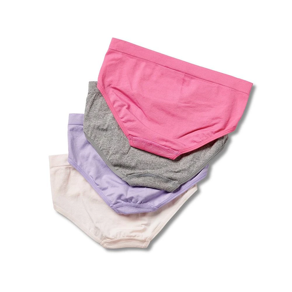 Tahari Big Girls 4-Pack Seamless Solid Color Hipsters with Logo Waistband 2