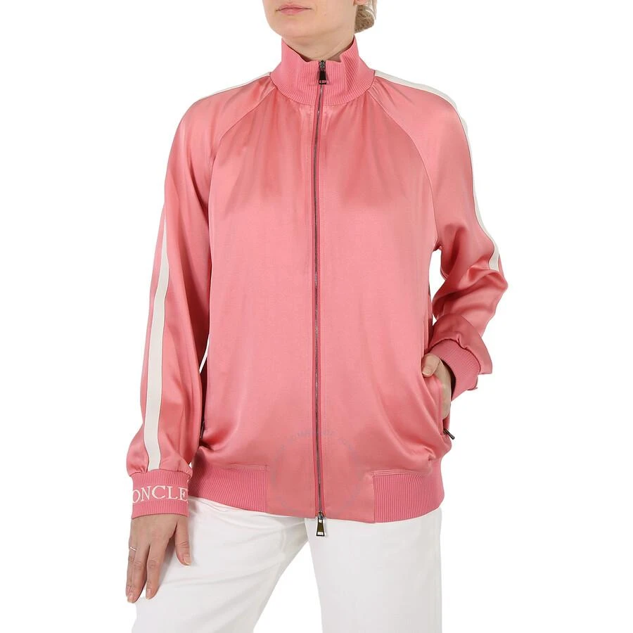 Moncler Ladies Pink Satin Track Jacket 1