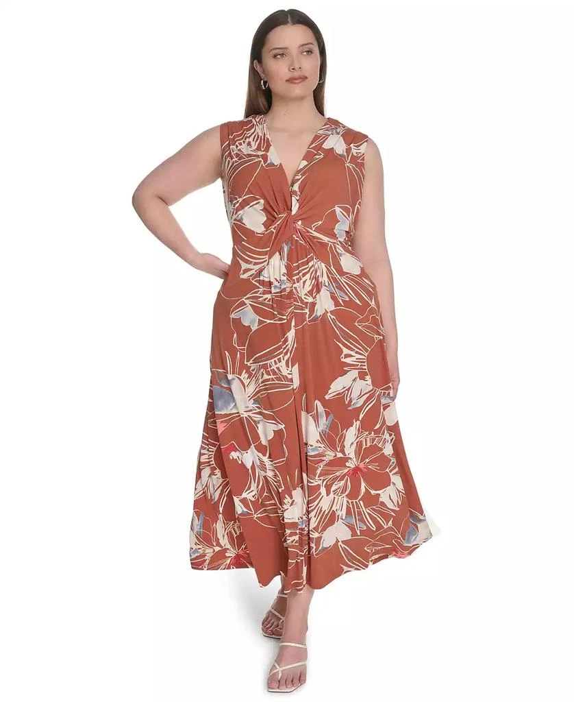 macy's calvin klein midi dresses Midi Dress Macy's Calvin Klein Dresses On Sale Calvin Klein Short Sleeve Point Collar Tie Waist Floral Printed