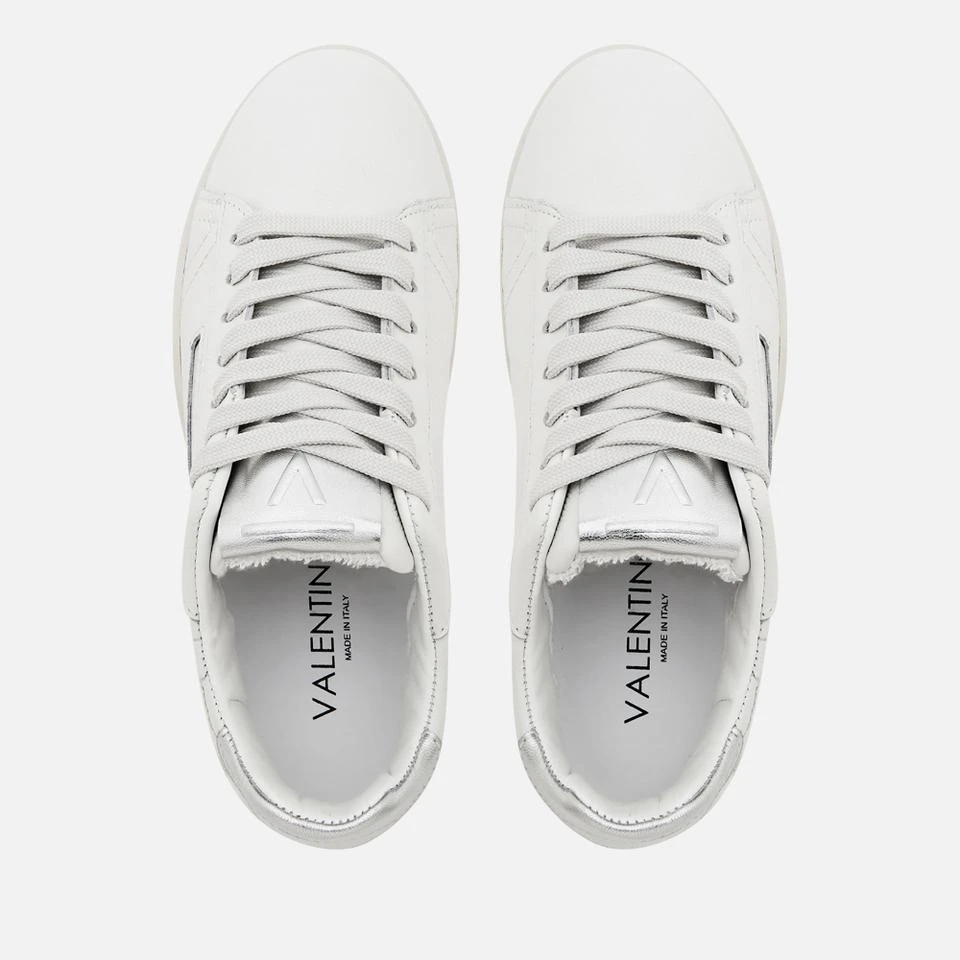 undefined VALENTINO WOMEN'S APOLLO LEATHER BASKET TRAINERS - WHITE/SILVER 4