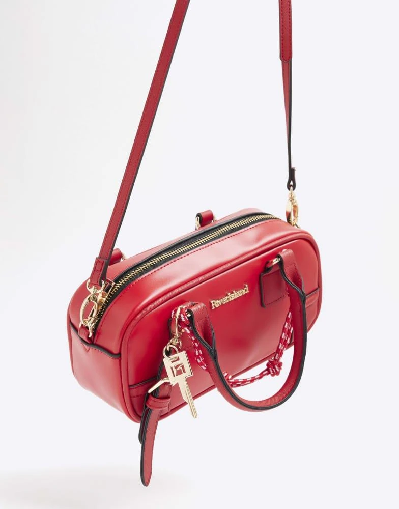 River Island River Island Faux leather charm shoulder bag in red 3