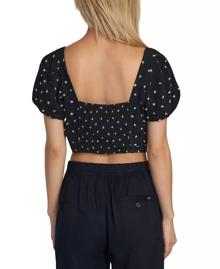 RVCA Juniors' Nova Cropped Puffed-Sleeve Top