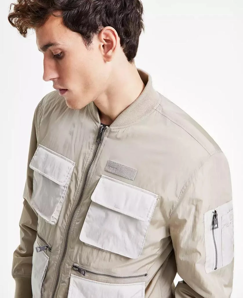 GUESS Men's Tech Nylon Utility Bomber Jacket 3
