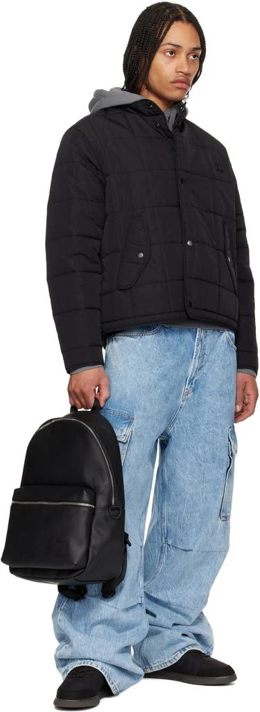 Hugo Boss Black Perforated Faux Leather Backpack 4