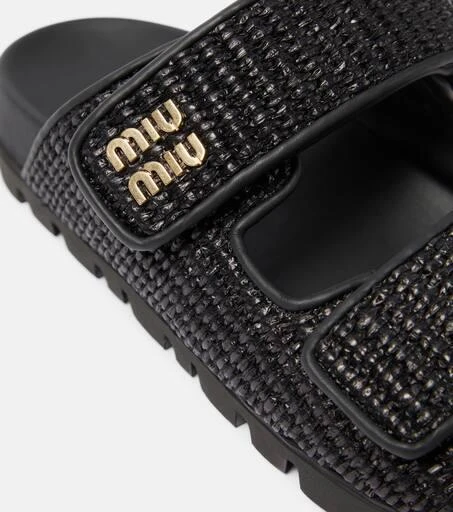 Miu Miu Logo raffia-effect sandals 6