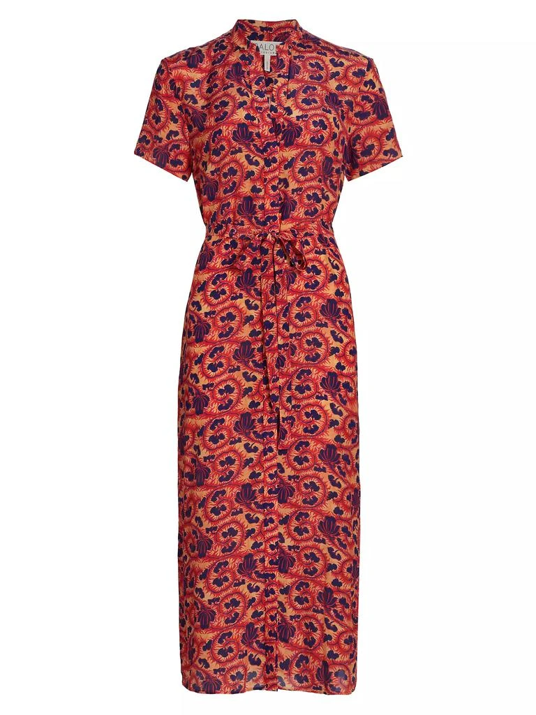 Saloni Vicki Floral Crêpe de Chine Midi Shirtdress 1