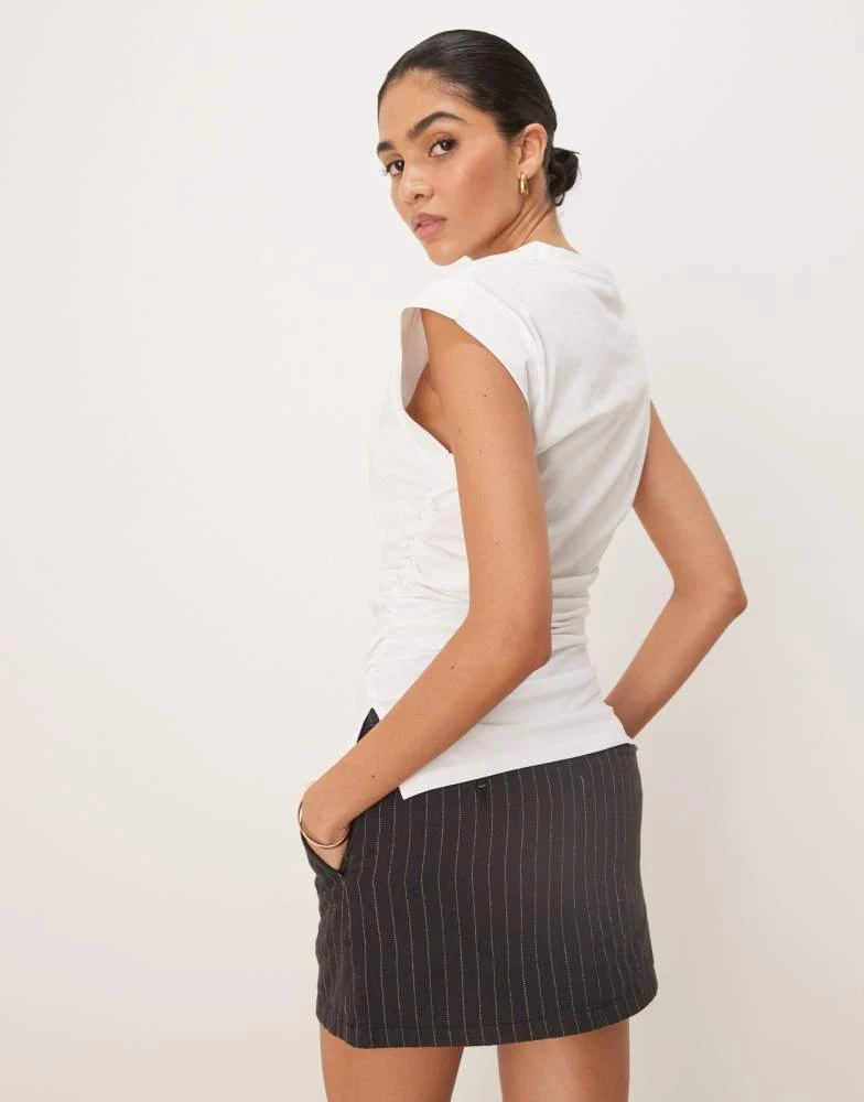 ASOS ASOS DESIGN corset waist sharp shoulder  tank top in white 4