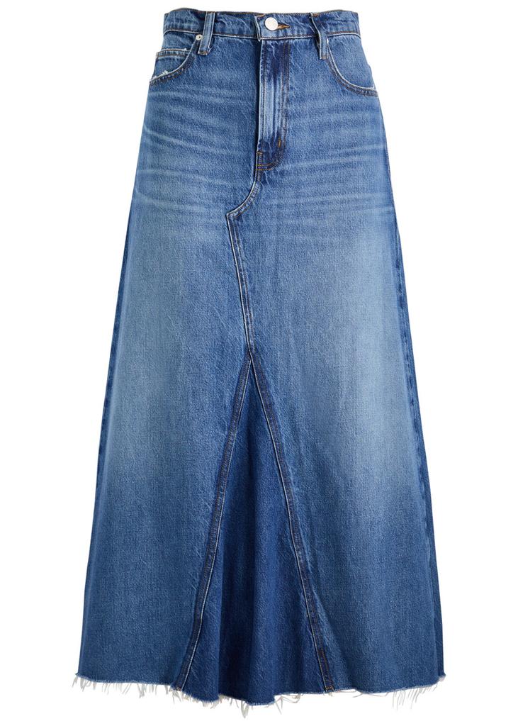 Deconstructed Denim Midi Skirt Frame Denim Skirt FRAME